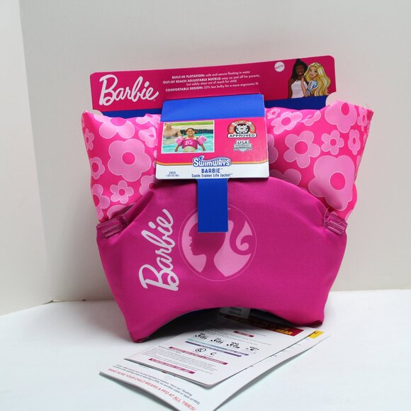 NWT Barbie Swim Trainer Life Jacket For Children 33-55 lbs - Picture 1 of 11